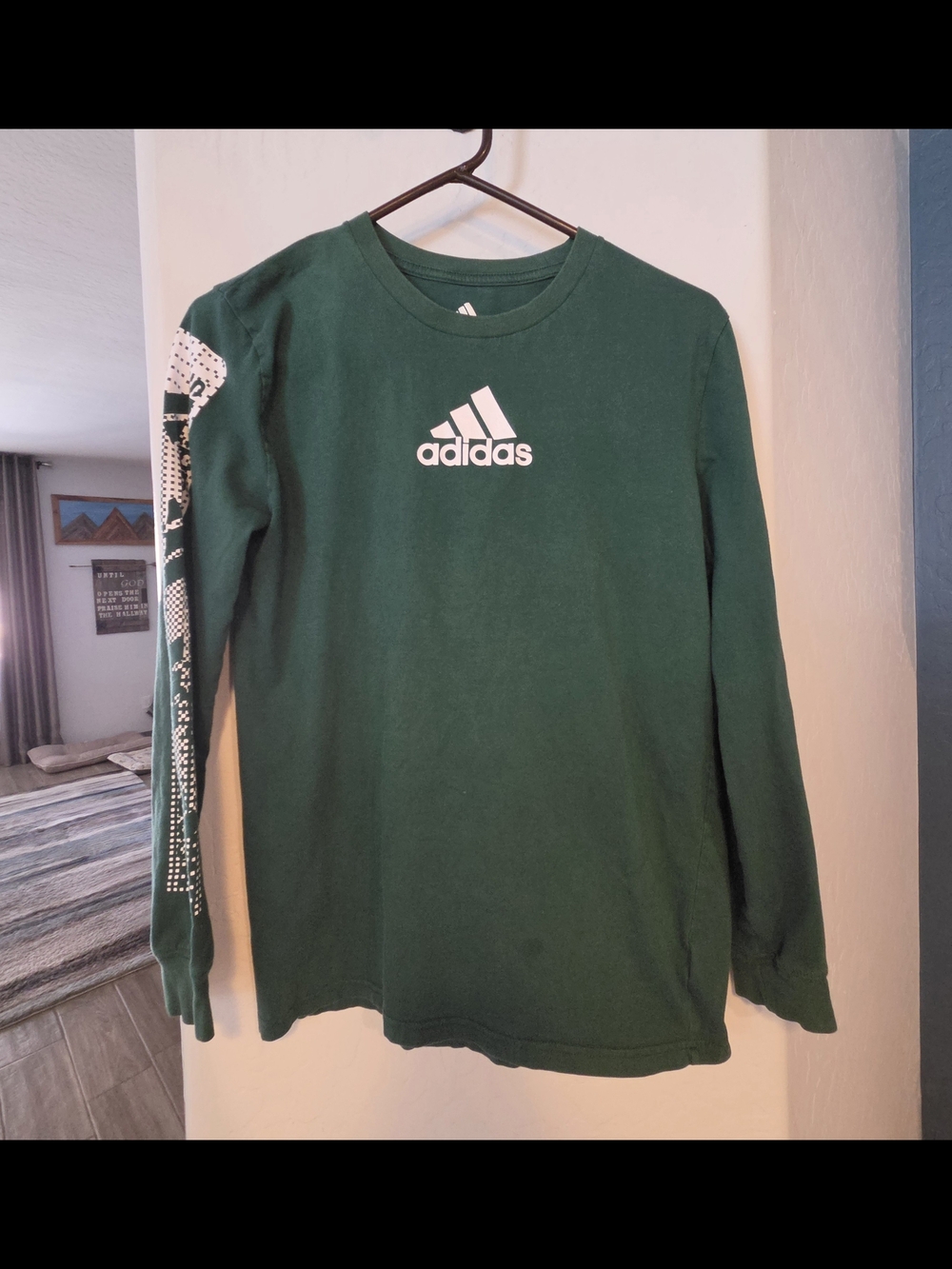 Adidas Women’s Green Long Sleeve Graphic Logo Shirt – Size Large